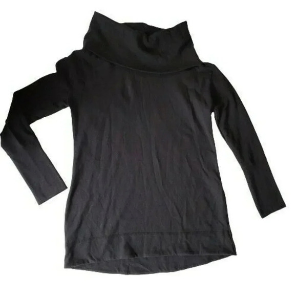 Merona Cowl Neck Size L/G Long Sleeve Tunic LONG Black Sweatshirt front short - Picture 3 of 10